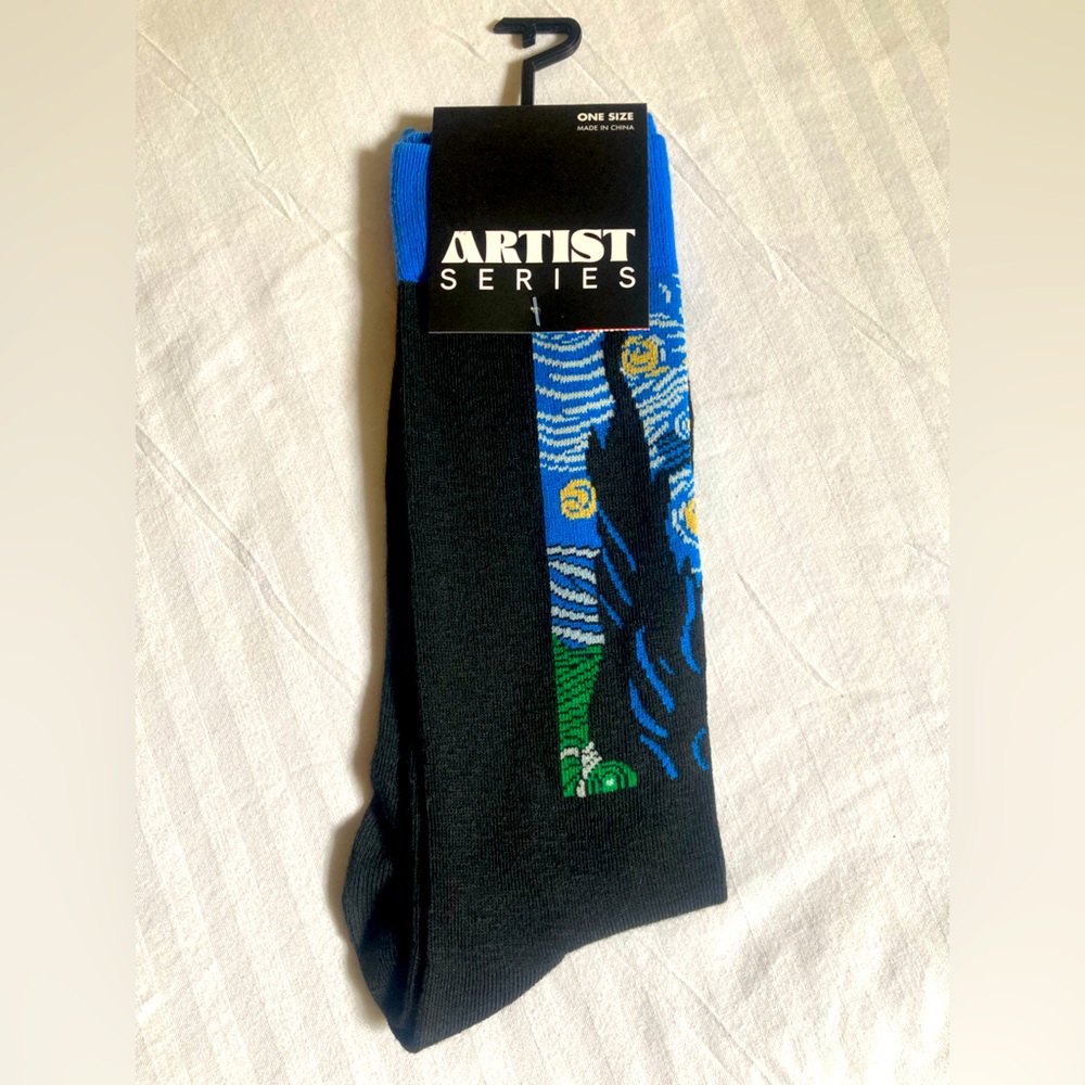 Vincent Van Gogh Starry Night Adult Crew Cut Socks